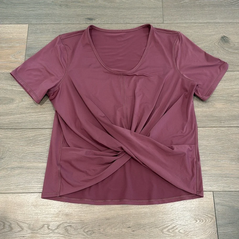 LULULEMON Plumful Do The‎ Daily Short Sleeve Silverescent Active Top Shirt Sz 12